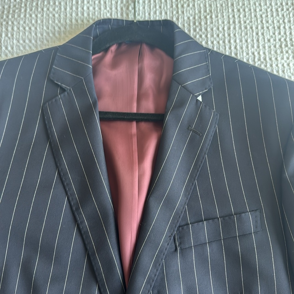 Brooks Brothers Black and White Pinstripe Suit blazer